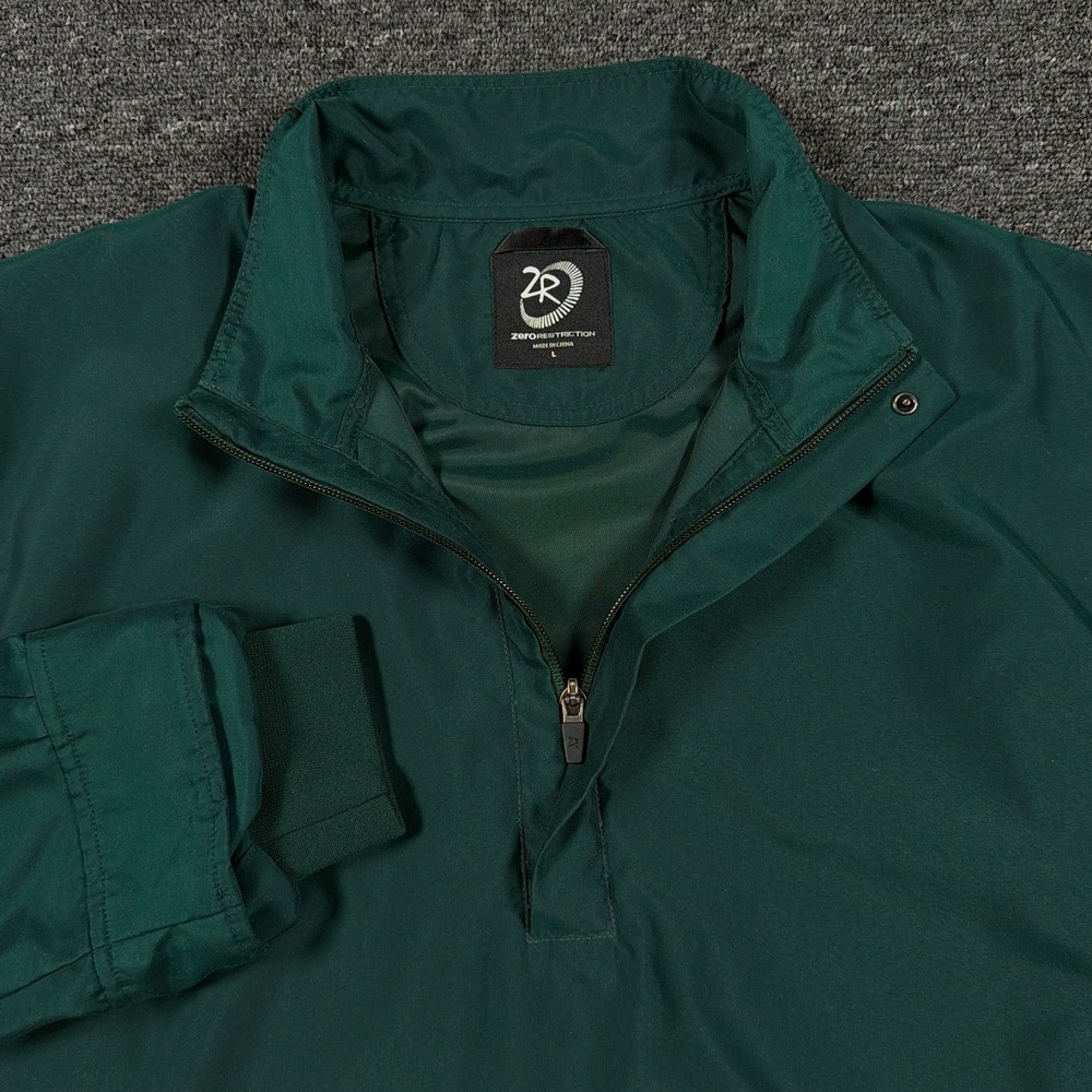 Zero Restriction Mens Large Green 1/4 Zip Windbreaker Pullover Golf Jacket L